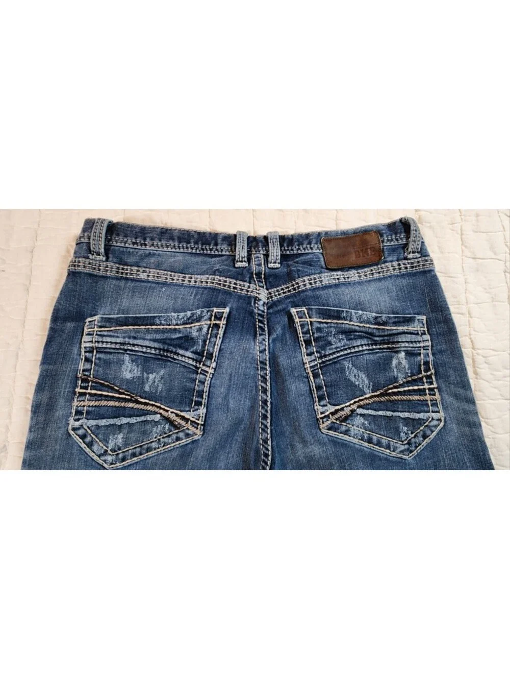 BKE Tyler Straight Men's Jeans 33L Blue Denim NO Fraying On Cuffs